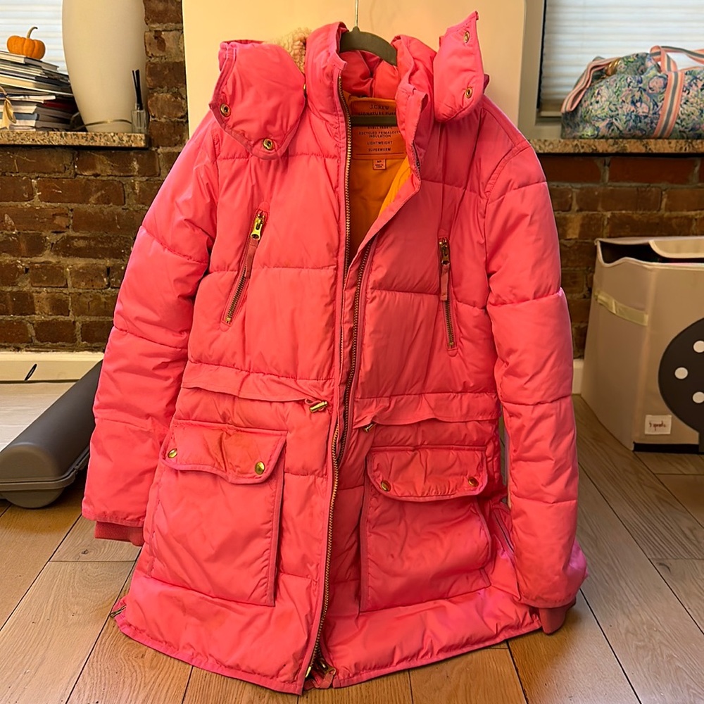 J. Crew Pink Signature Puffer
